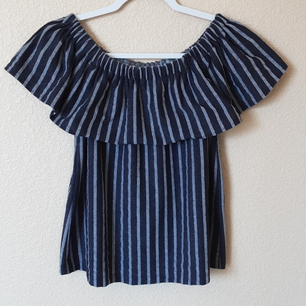 BANANA REPUBLIC Striped Denim Look Sleeveless Top